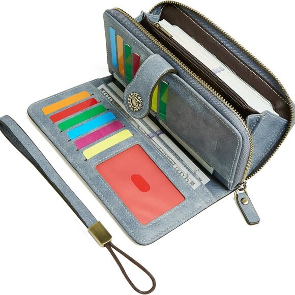 Wallet for Women RFID Blocking Leather Large Capacity Card Holder Ladies Phone C - Picture 9 of 9